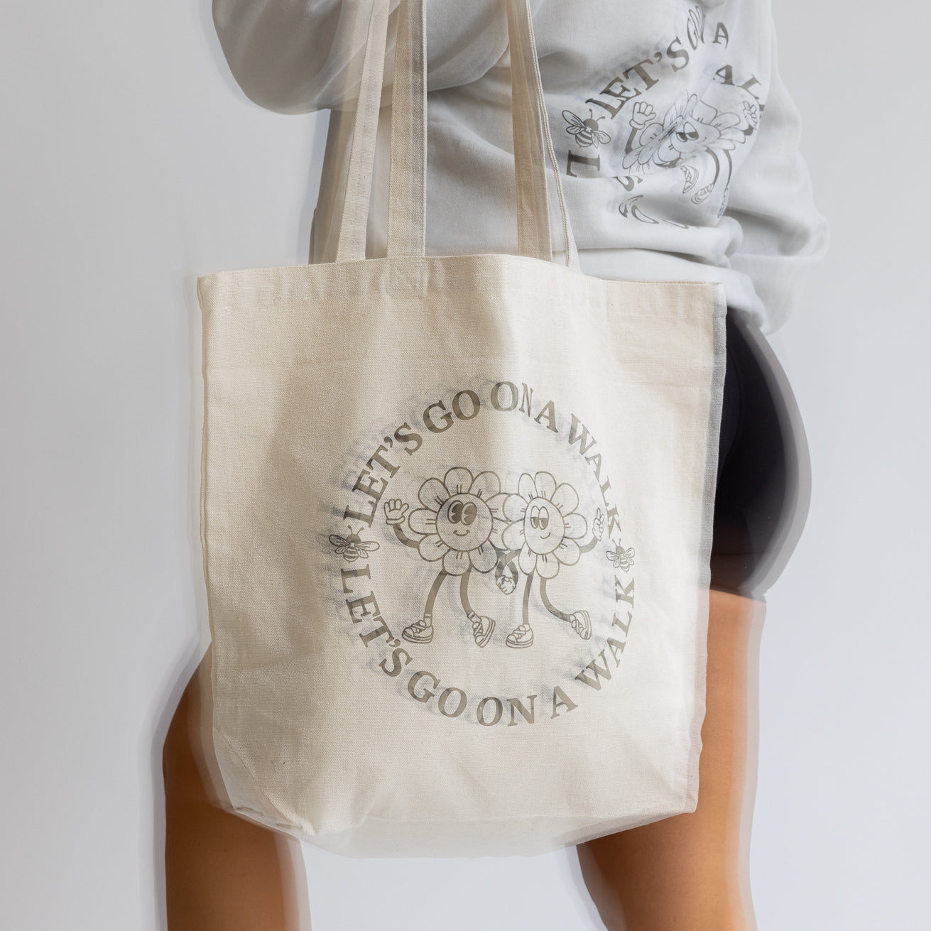 Tote Bag - Tan Let's Go On A Walk